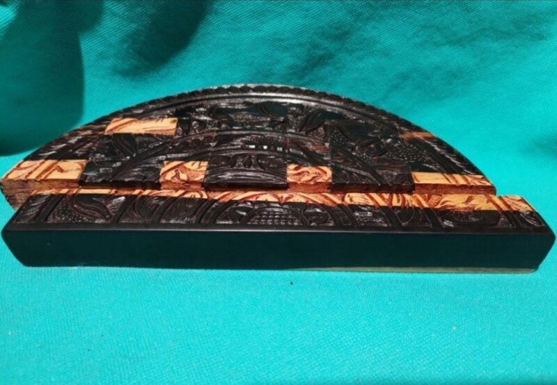 Caseta rara din lemn exotic ebony black and white, cu sertare secrete
